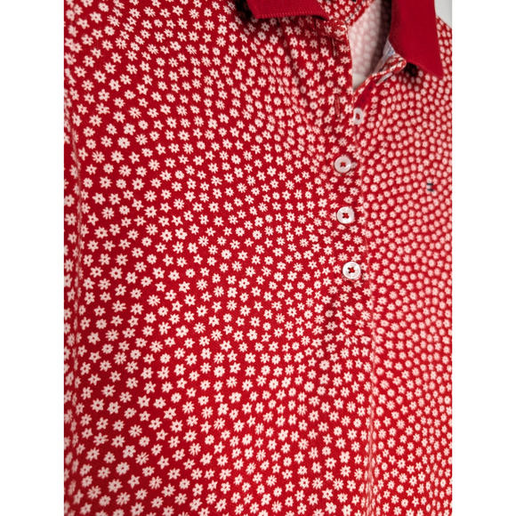 90s Y2K Tommy Hilfiger Red Ditsy Floral Print Preppy Polo Mini Dress XS - Picture 2 of 8